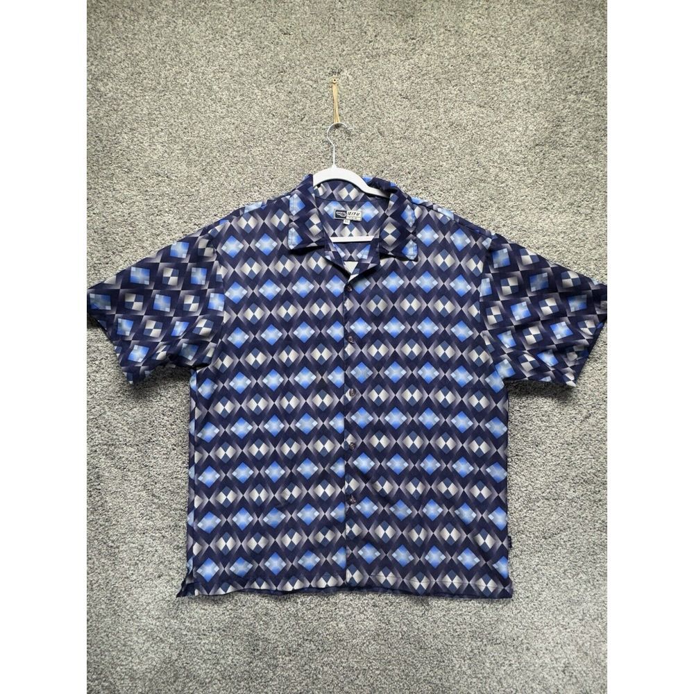 Vintage Iz It U Izitu Shirt Men's XL Purple Diamond Geometric Argyle Bowling USA